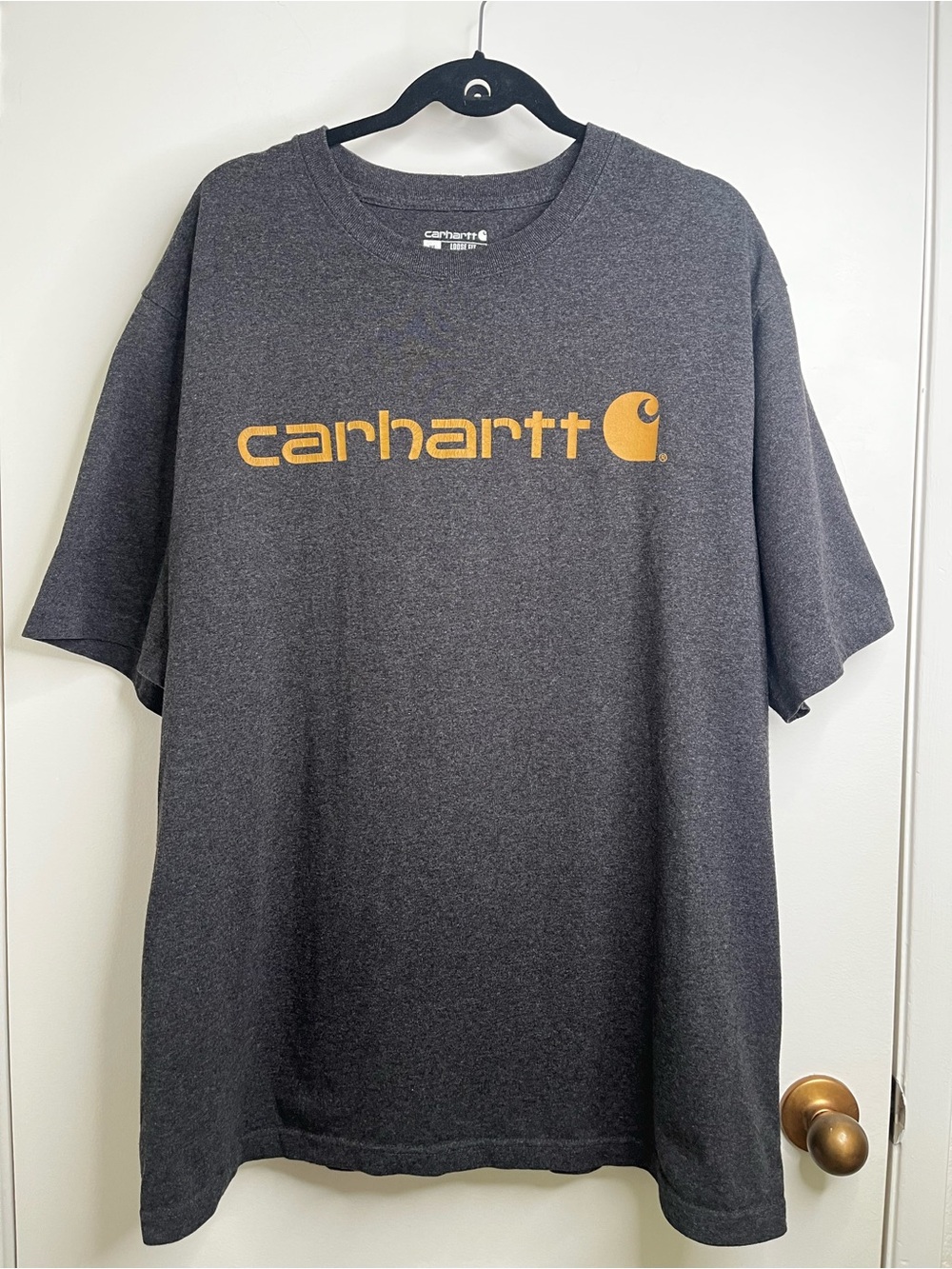 Carhartt Loose Fit Charcoal Short Sleeve Graphic T-shirt Logo Sz XL Work Casual